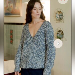 Misha & Puff Marl V Merino Wool Sweater in Blueberry size 2